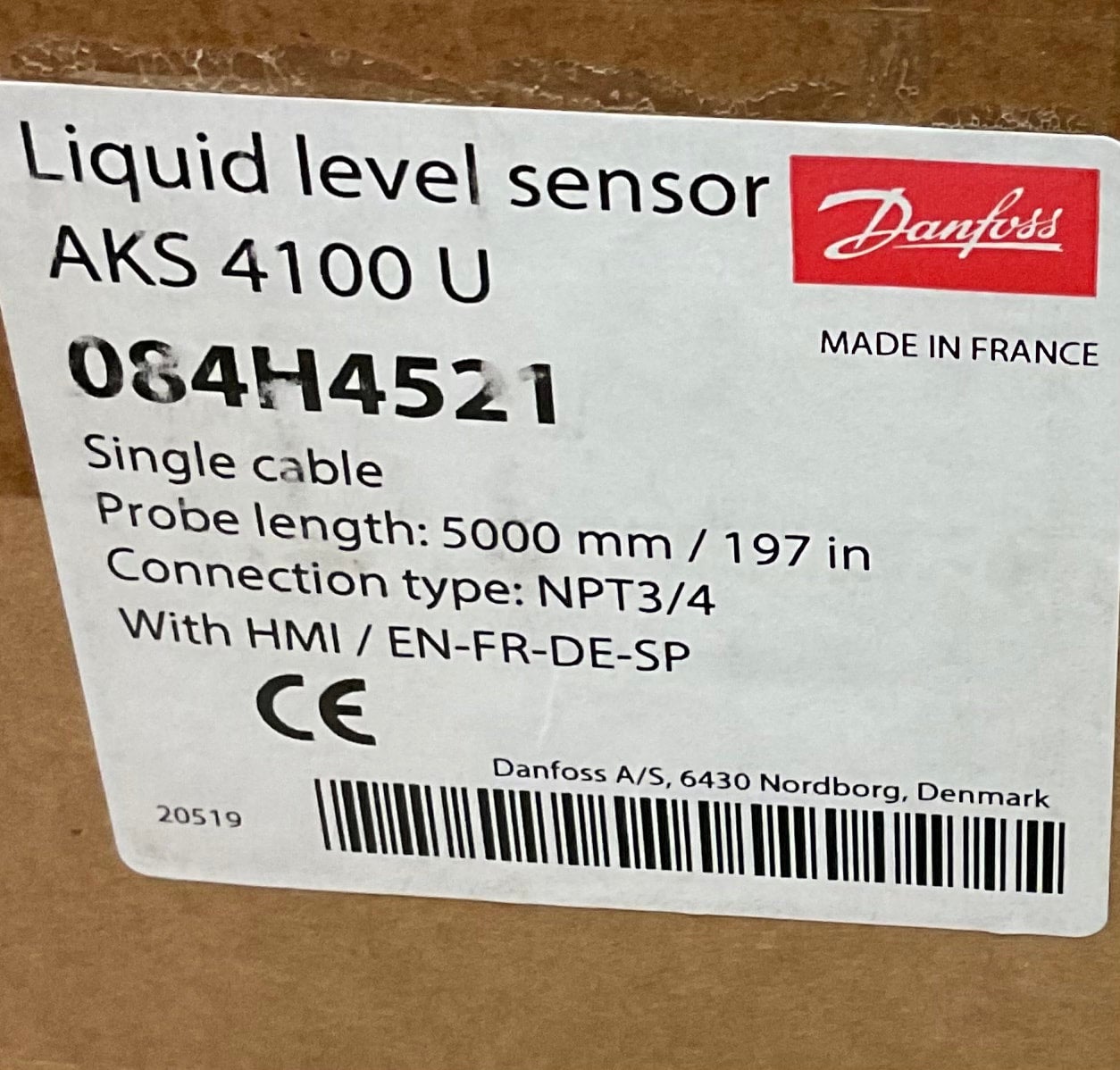 Danfoss Liquid Level Sensor AKS 4100 U, cable version, 3/4 NPT